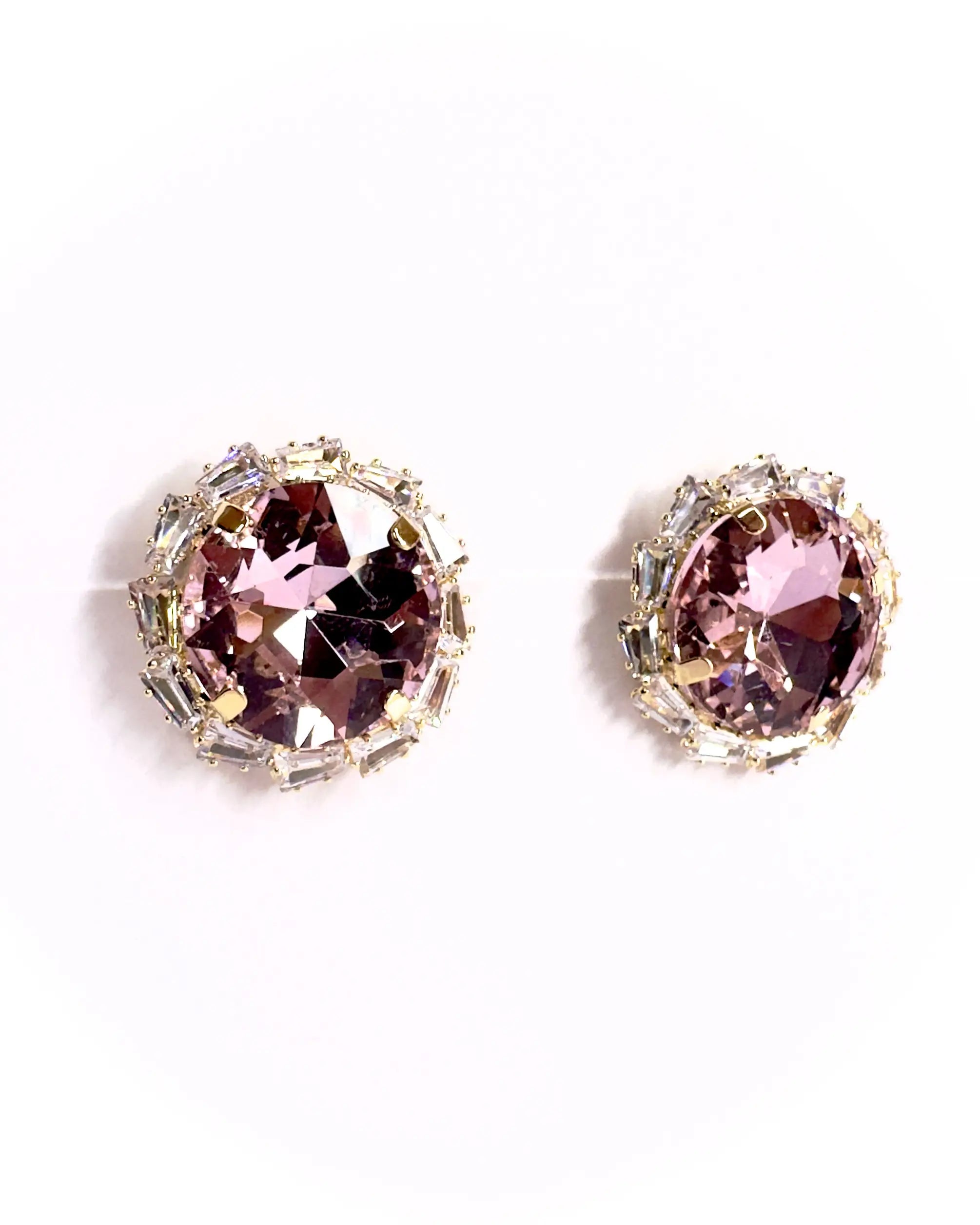 Orecchini pietra tonda e baguette strass