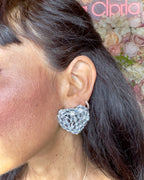 Orecchini cuore baguette strass