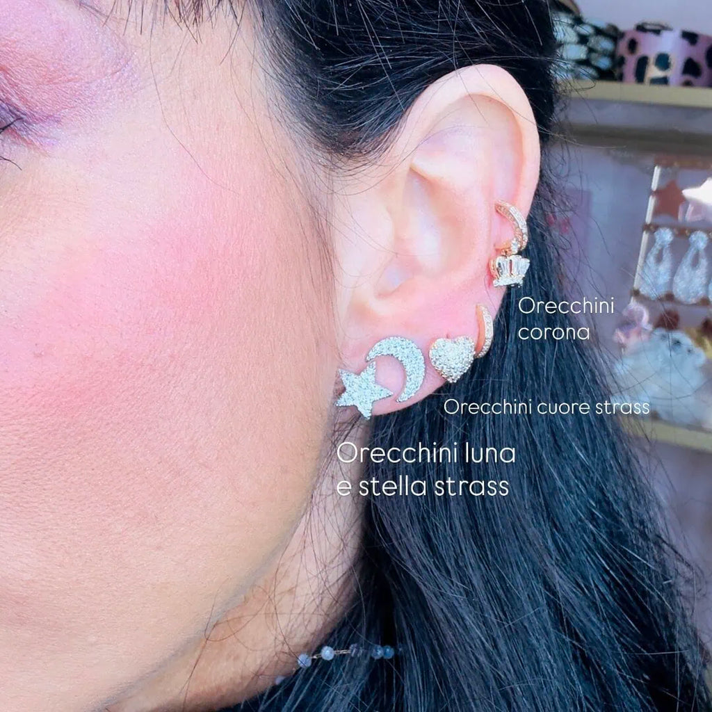 Orecchini cuore strass