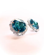 Orecchini pietra tonda e baguette strass
