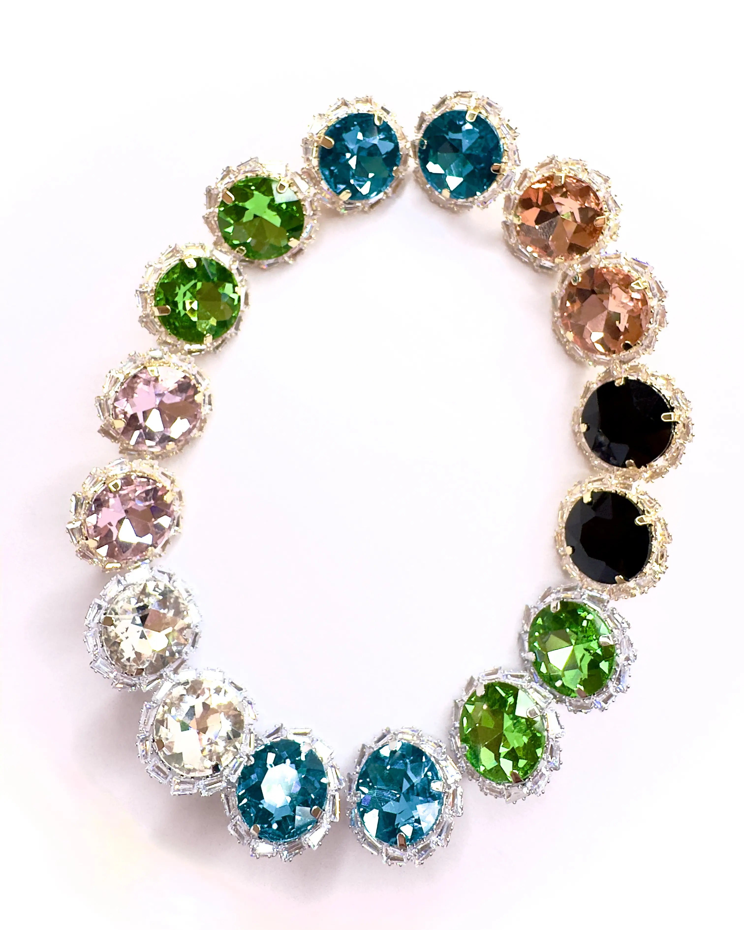 Orecchini pietra tonda e baguette strass