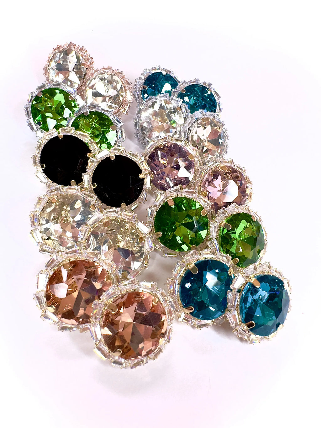 Orecchini pietra tonda e baguette strass