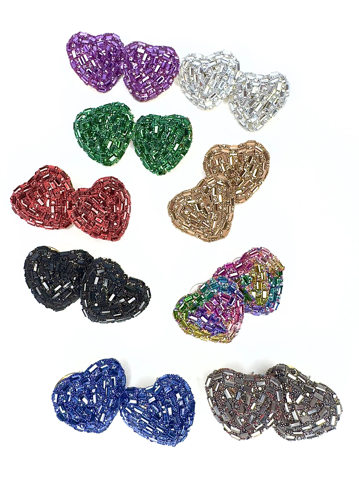 Orecchini cuore baguette strass