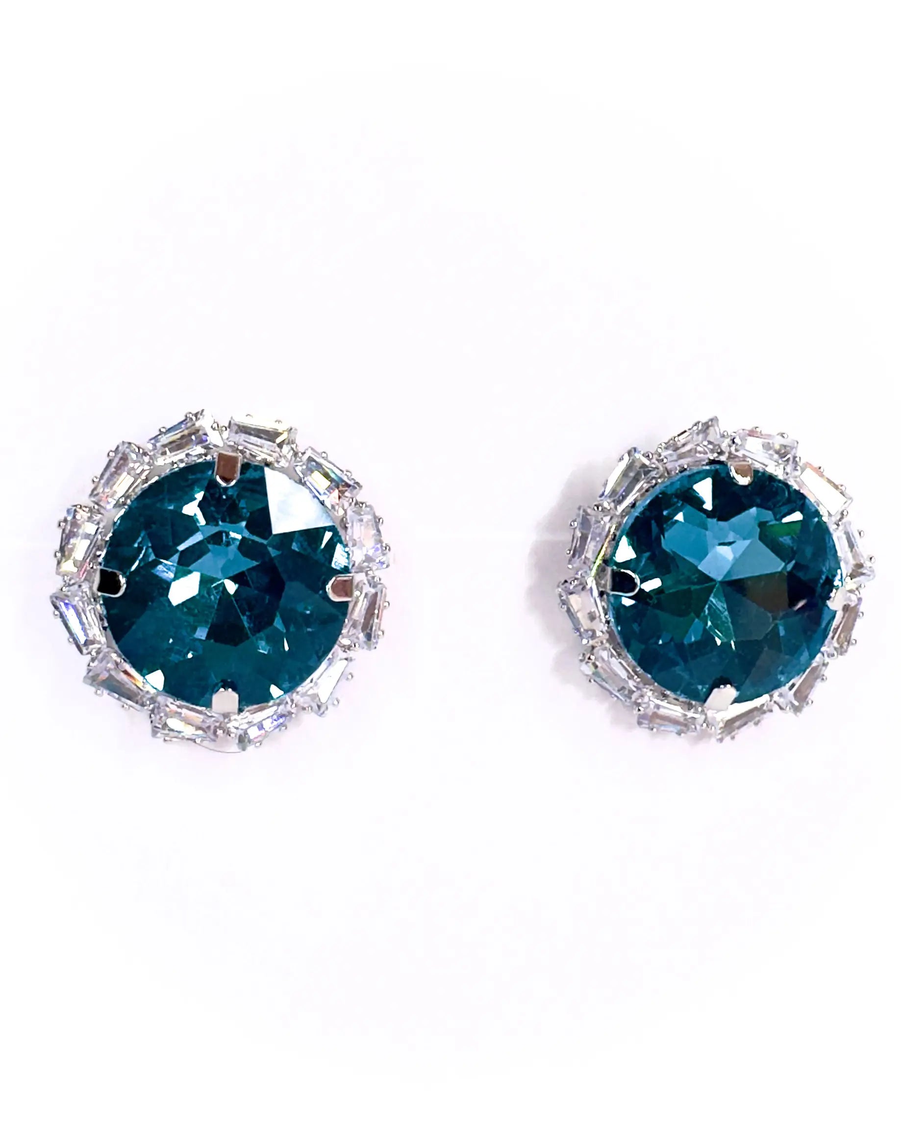 Orecchini pietra tonda e baguette strass