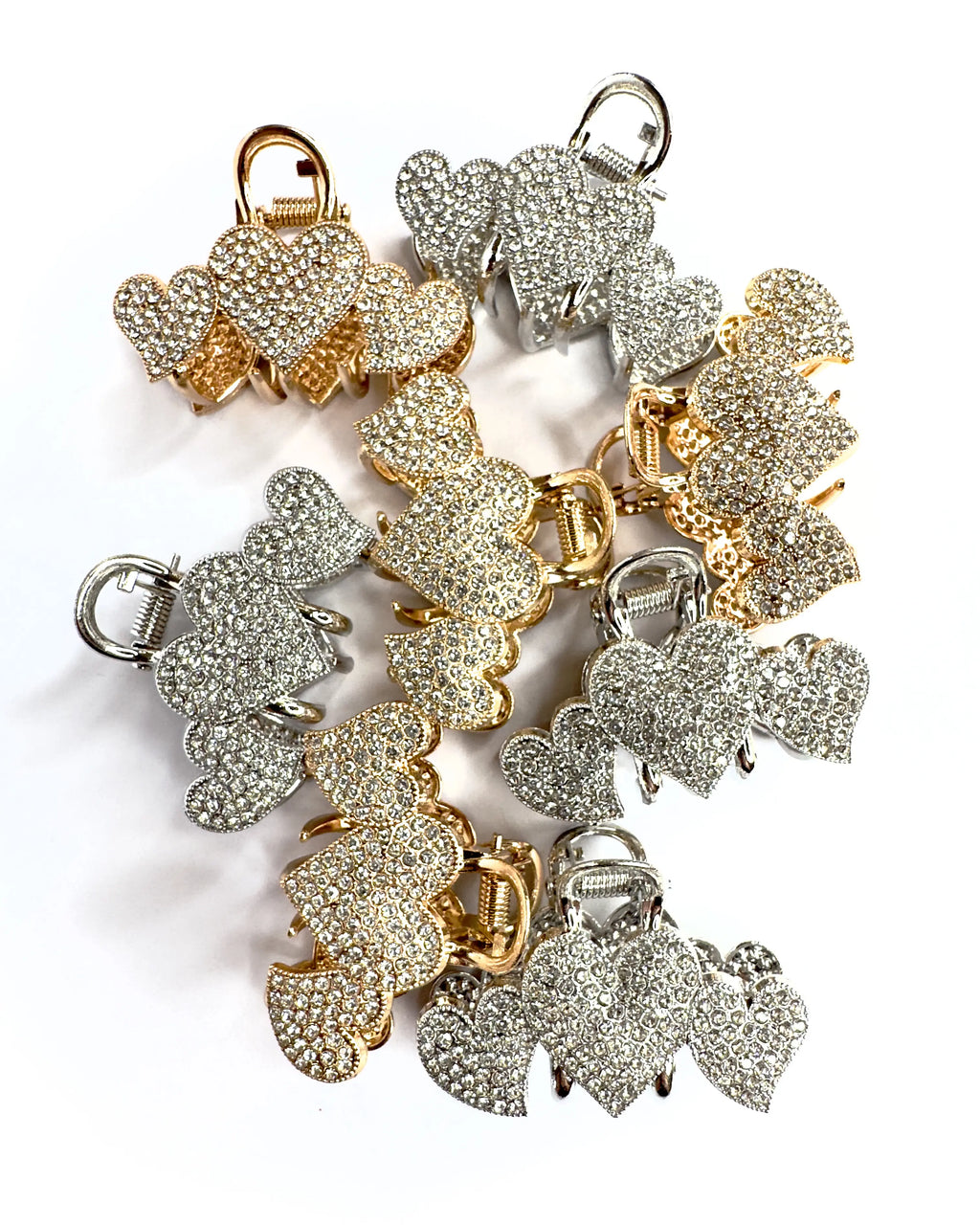 Pinza media cuori strass