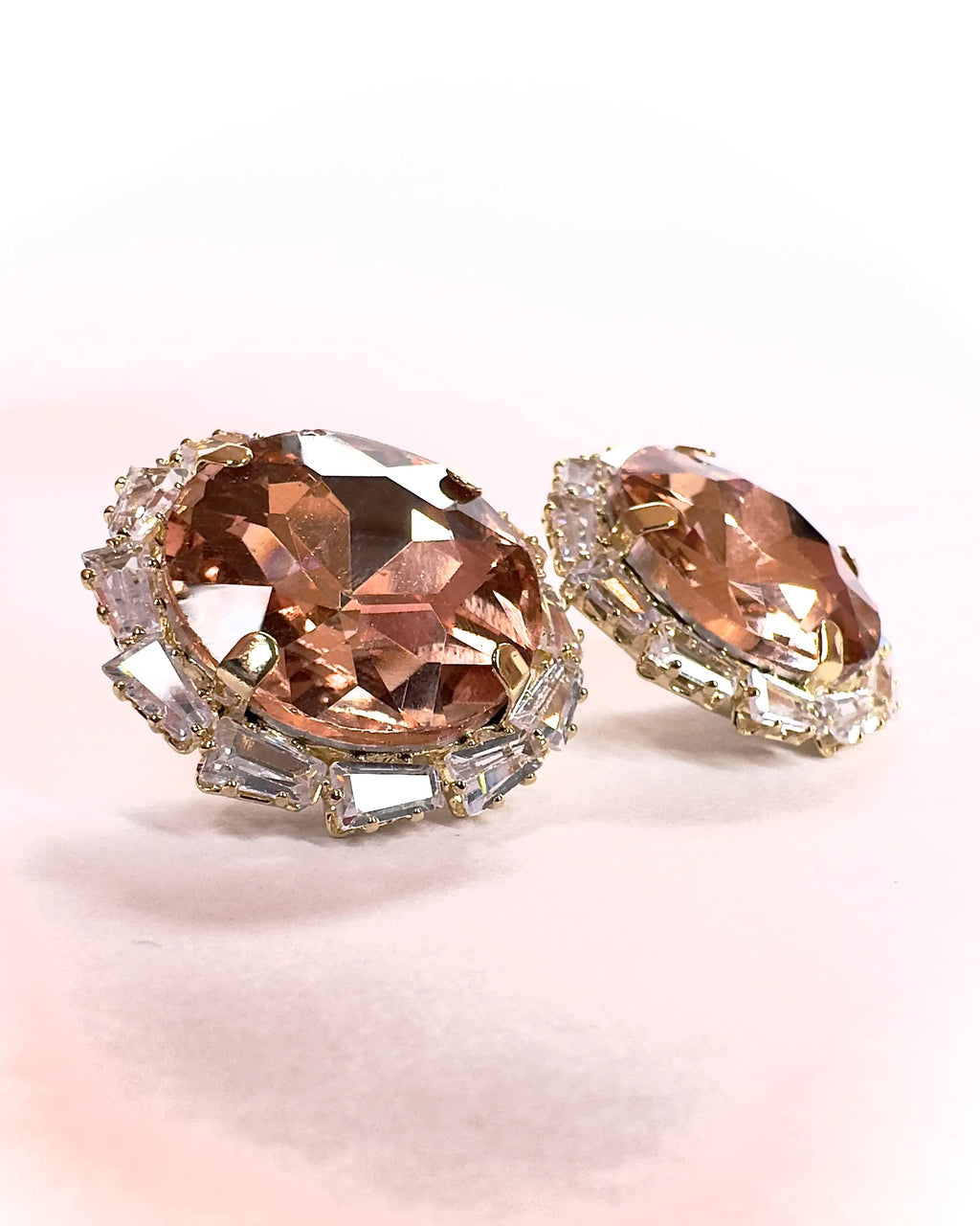 Orecchini pietra tonda e baguette strass