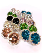 Orecchini pietra tonda e baguette strass