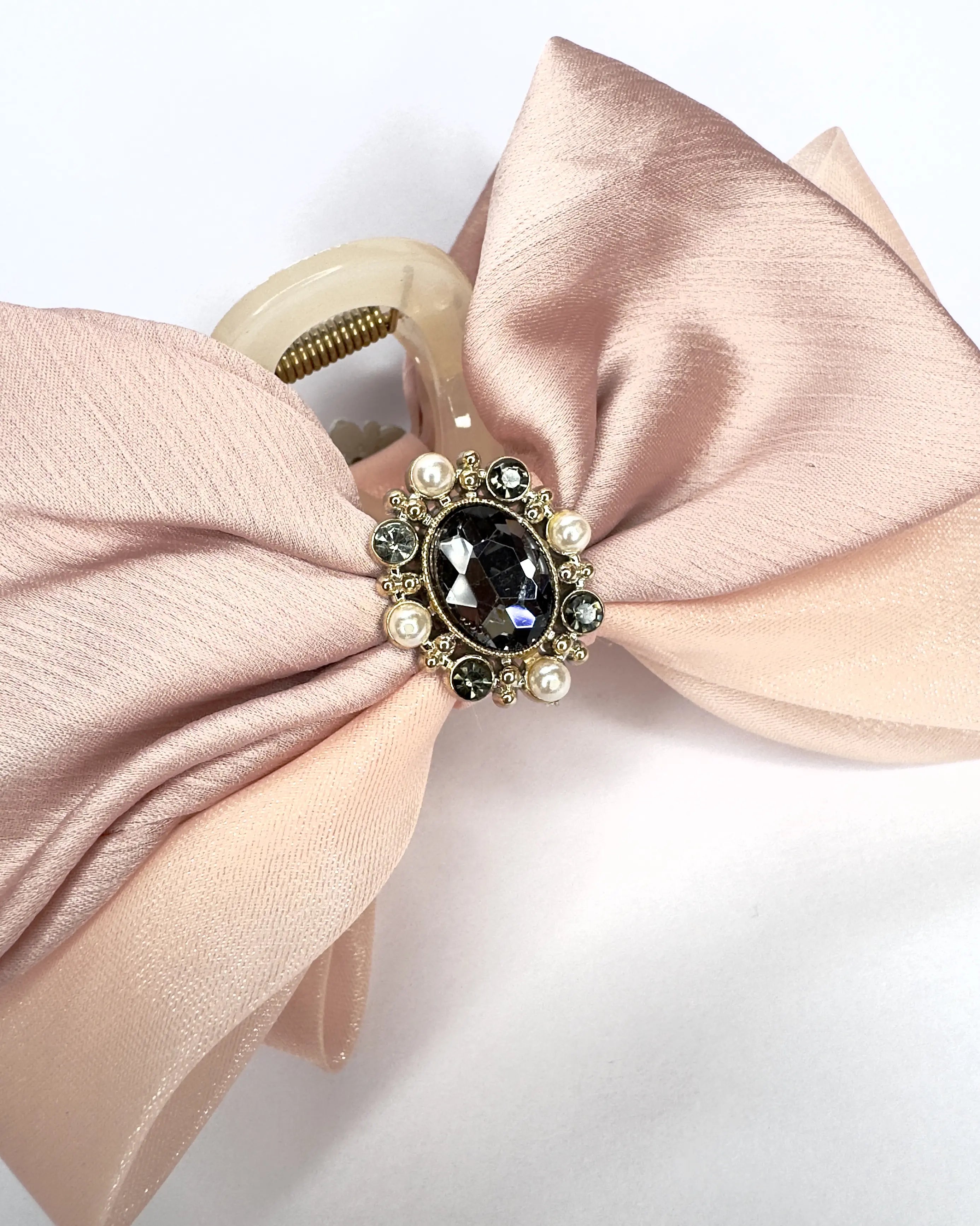 Pinza fiocco raso rosa