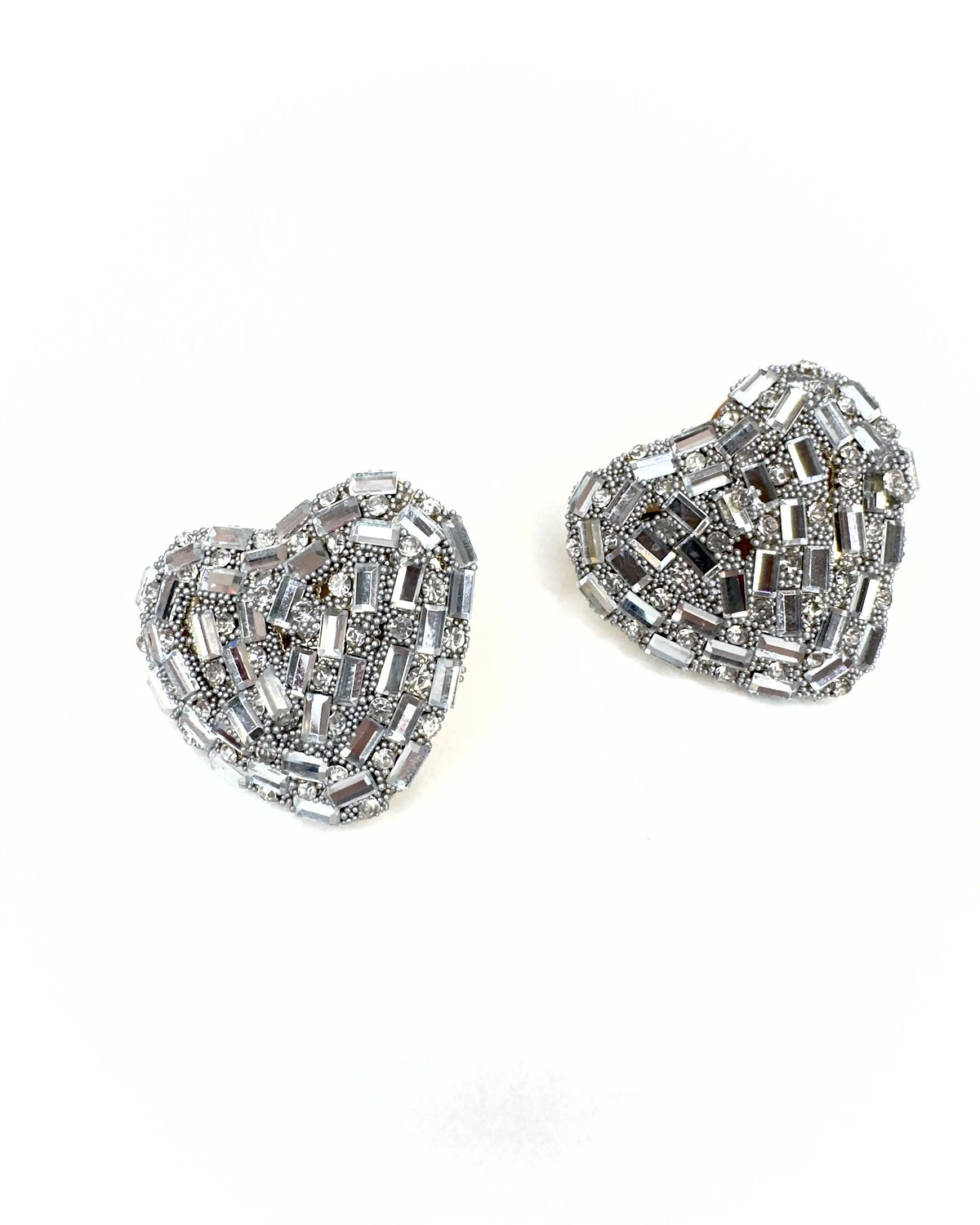 Orecchini cuore baguette strass