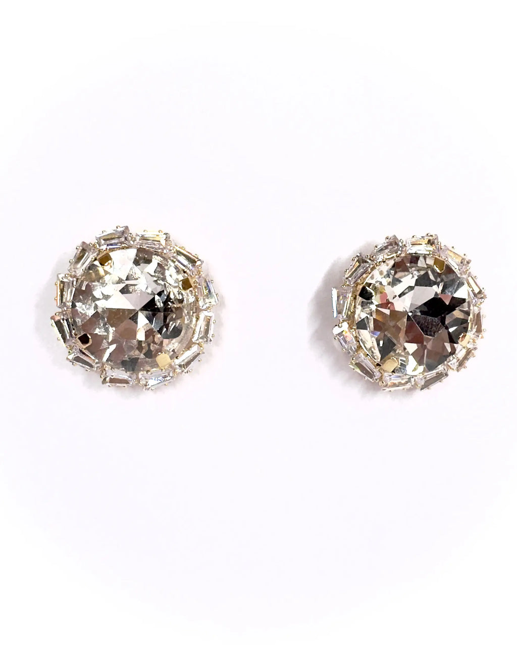 Orecchini pietra tonda e baguette strass