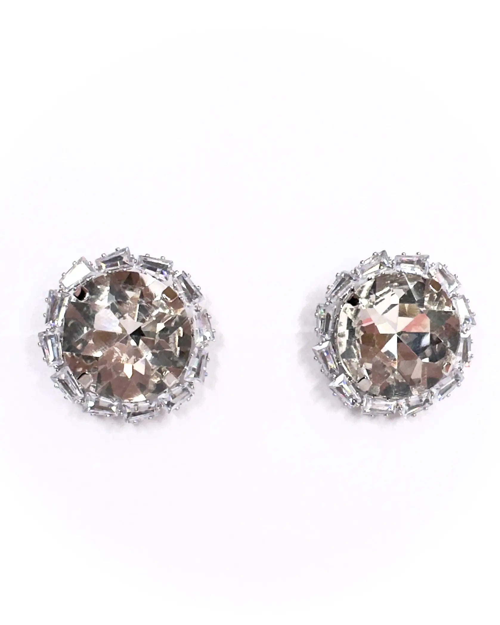 Orecchini pietra tonda e baguette strass