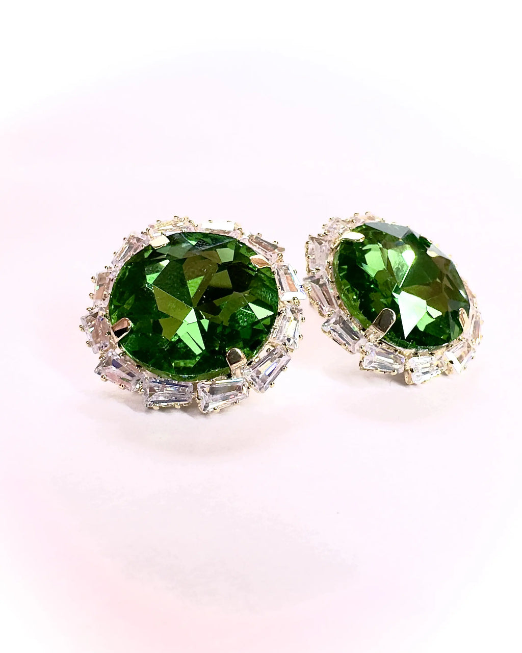 Orecchini pietra tonda e baguette strass