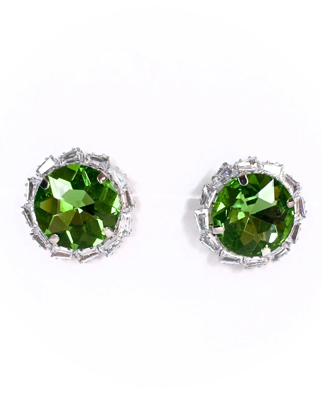 Orecchini pietra tonda e baguette strass