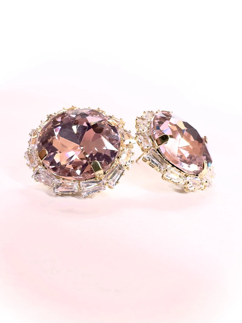 Orecchini pietra tonda e baguette strass