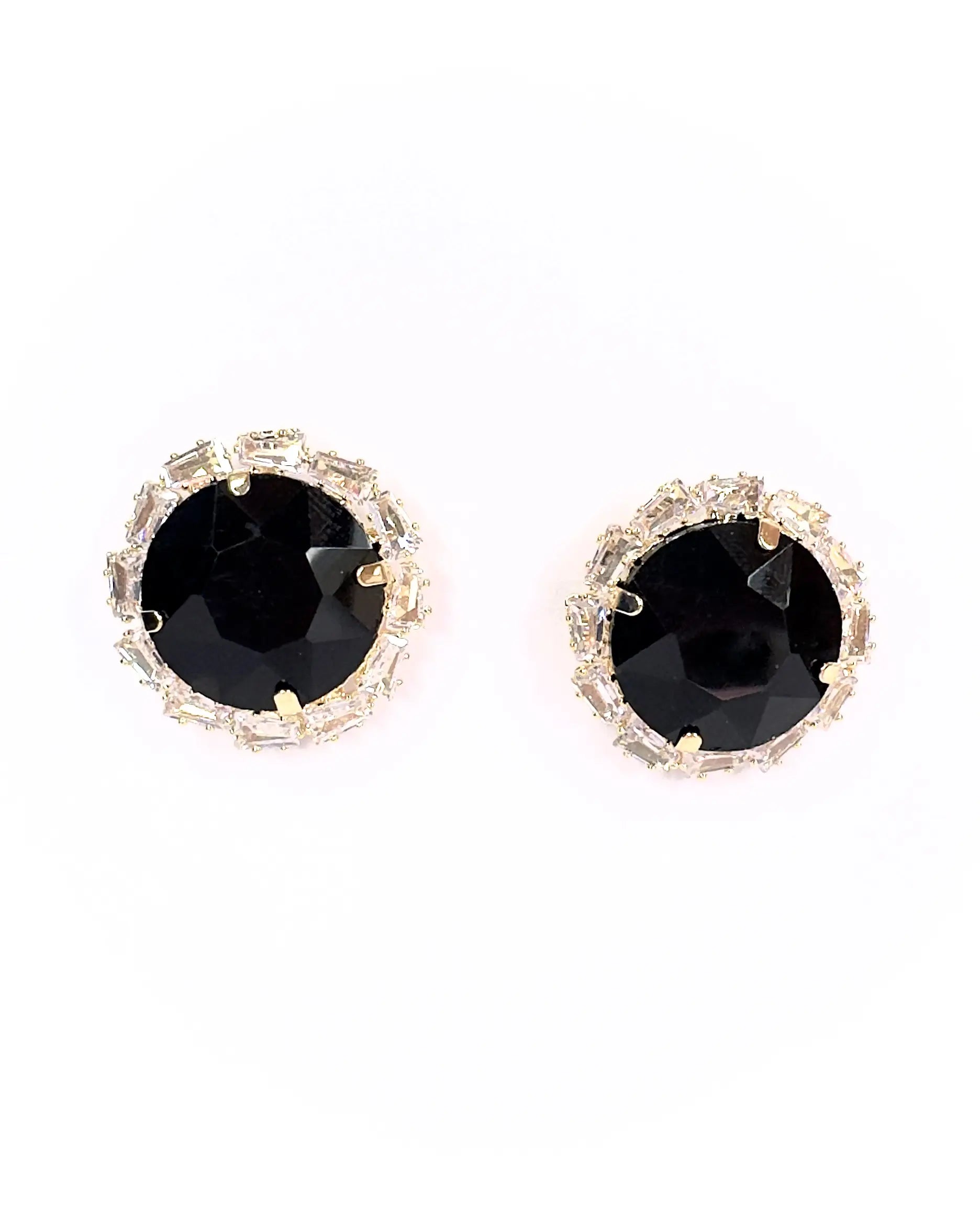 Orecchini pietra tonda e baguette strass