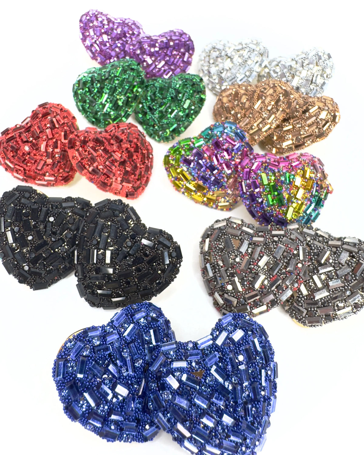 Orecchini cuore baguette strass