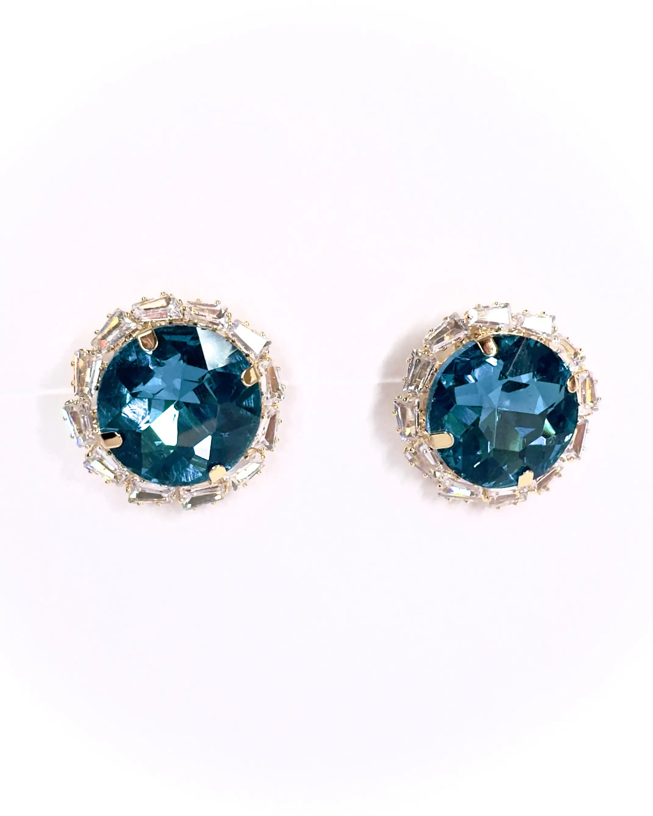 Orecchini pietra tonda e baguette strass