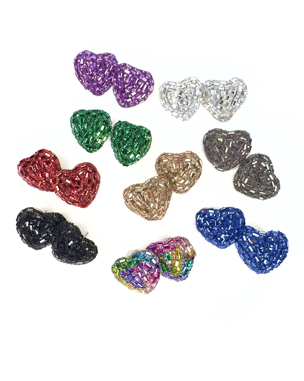 Orecchini cuore baguette strass