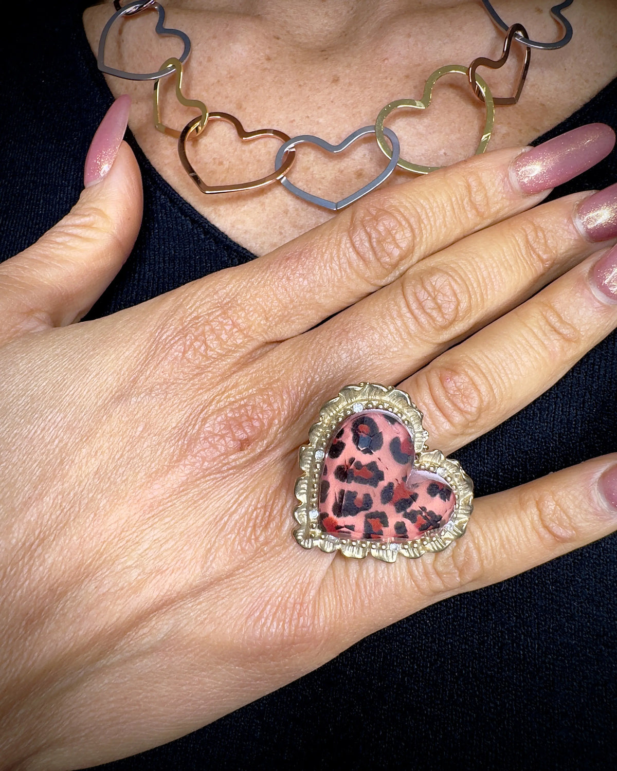 Anello cuore Leopardo