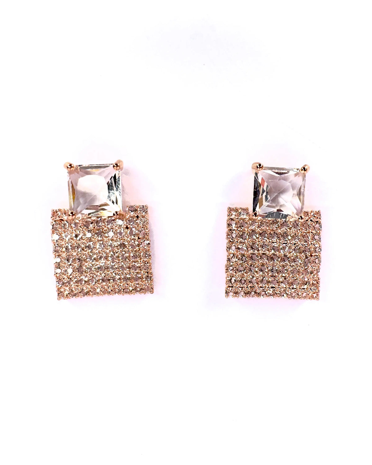 Orecchini Quadrato strass Rose’
