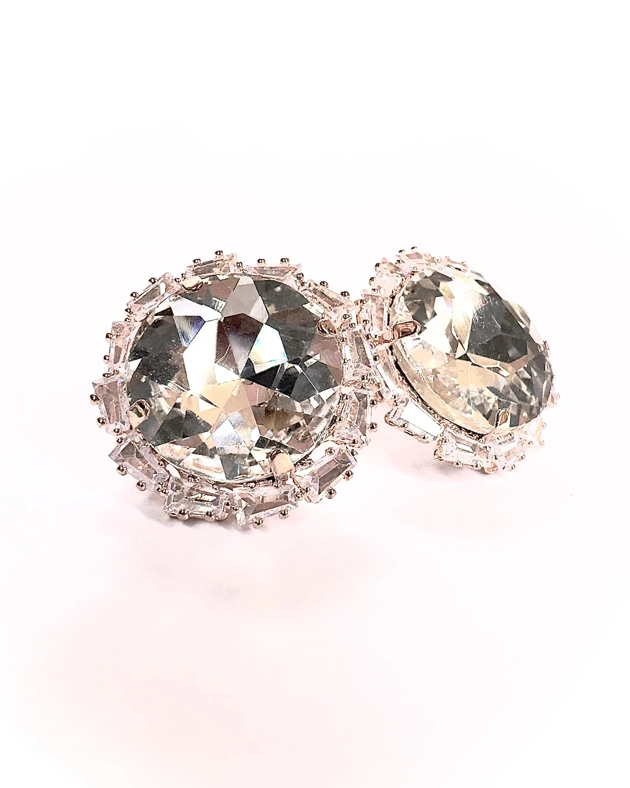 Orecchini pietra tonda e baguette strass