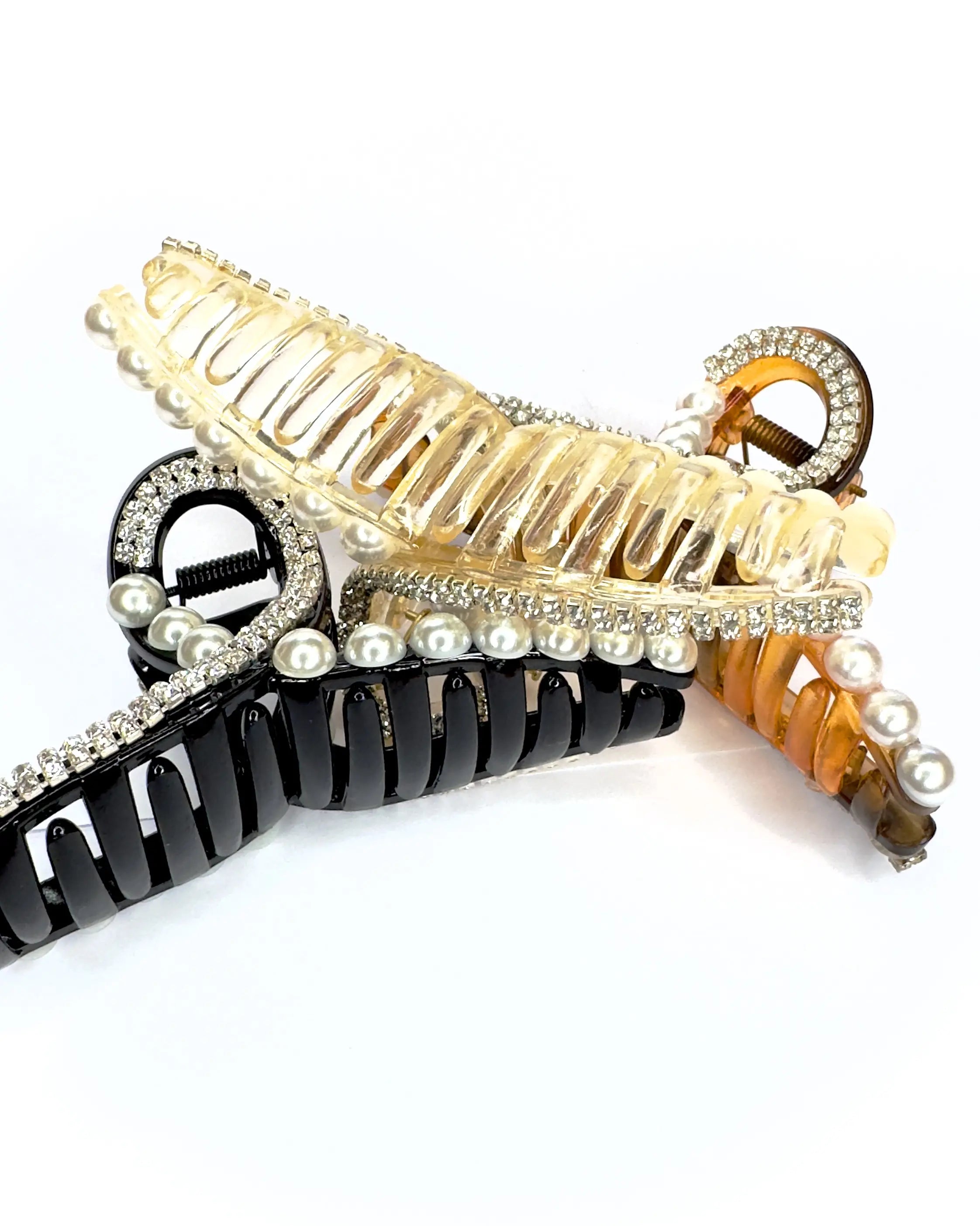 Pinza nodo strass e perle