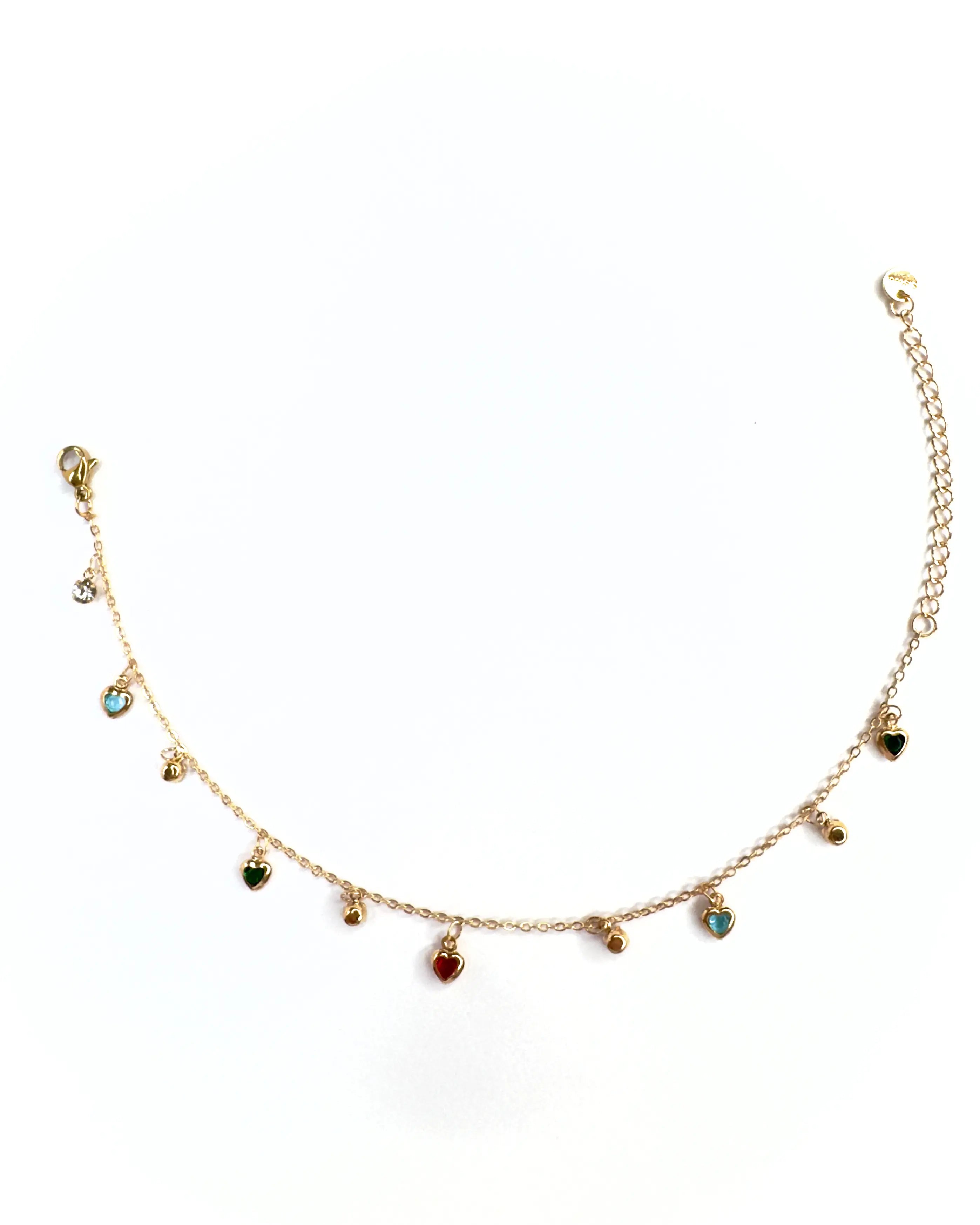 Cavigliera charms cuoricini