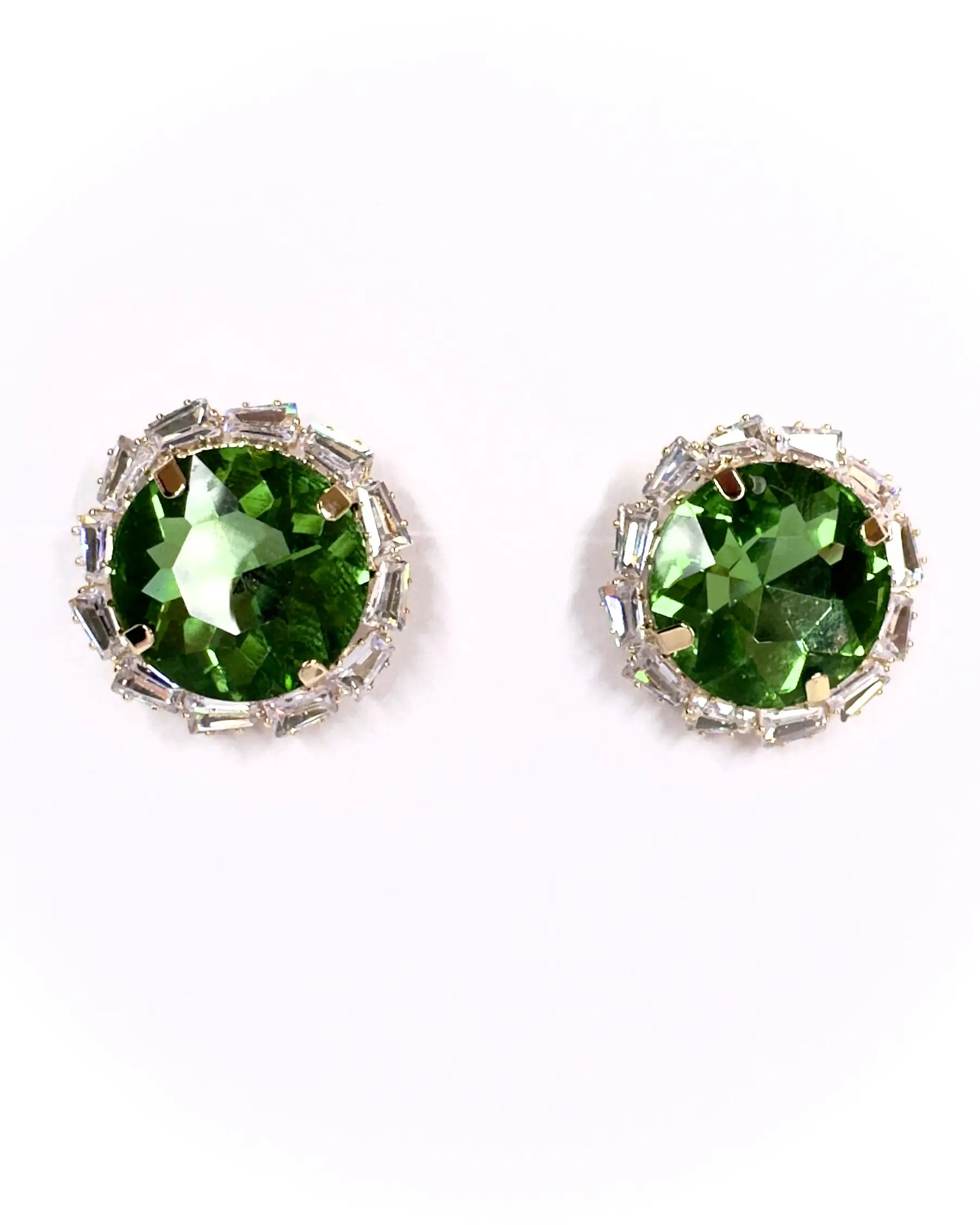 Orecchini pietra tonda e baguette strass