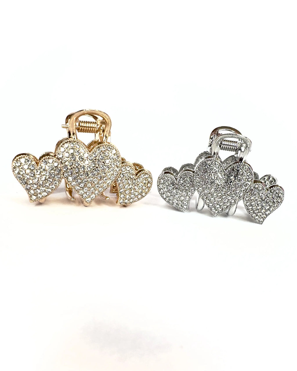 Pinza media cuori strass