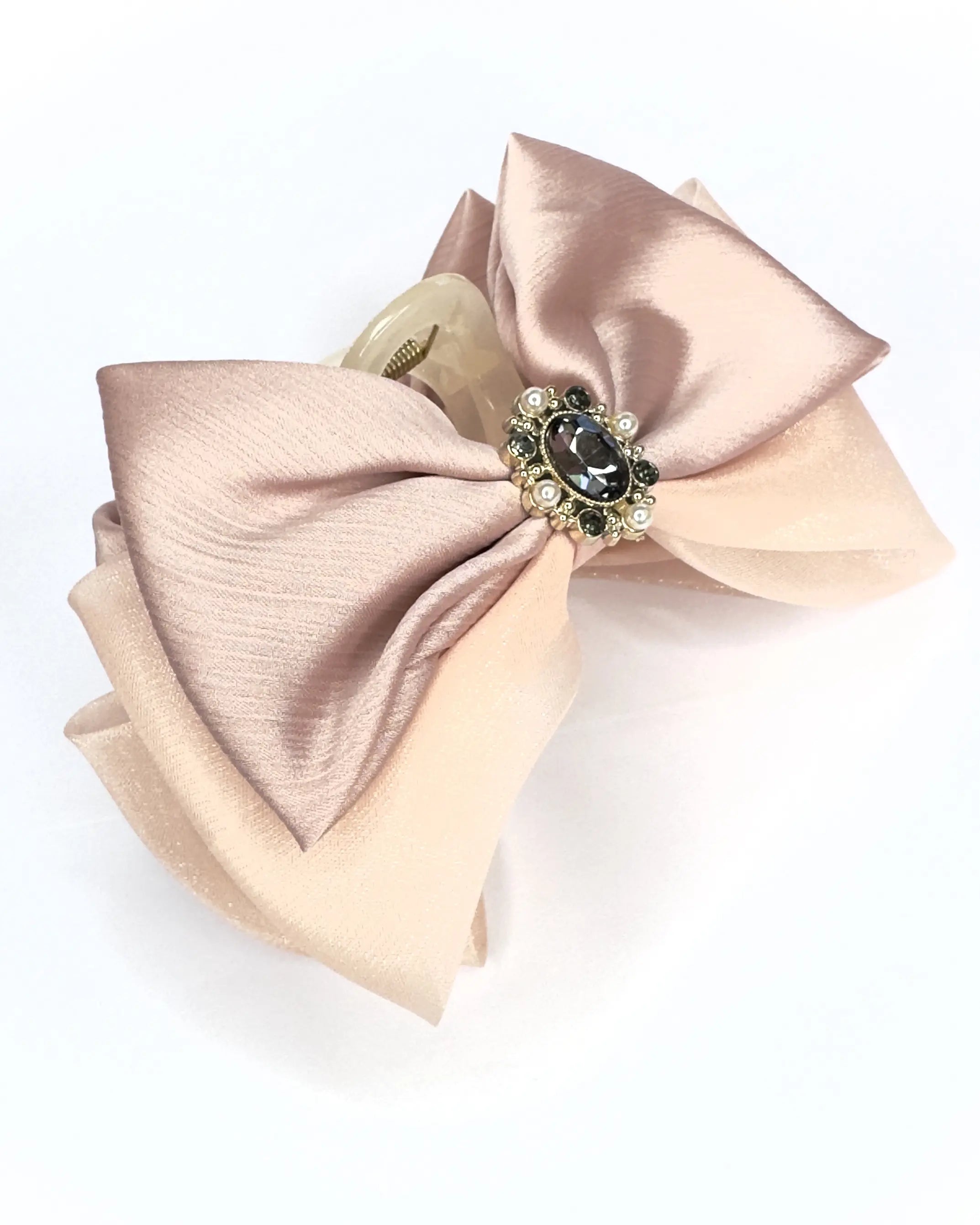 Pinza fiocco raso rosa