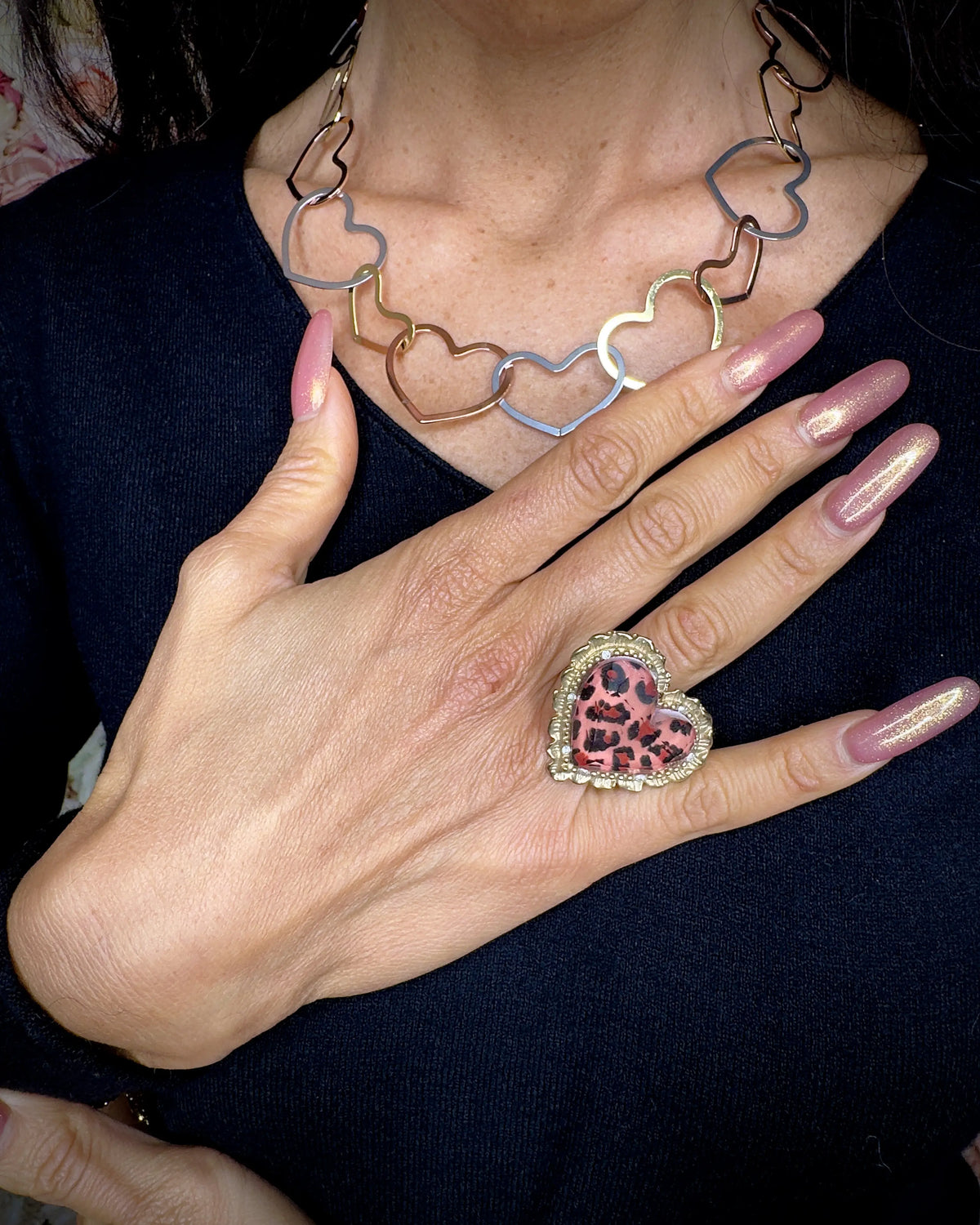 Anello cuore Leopardo