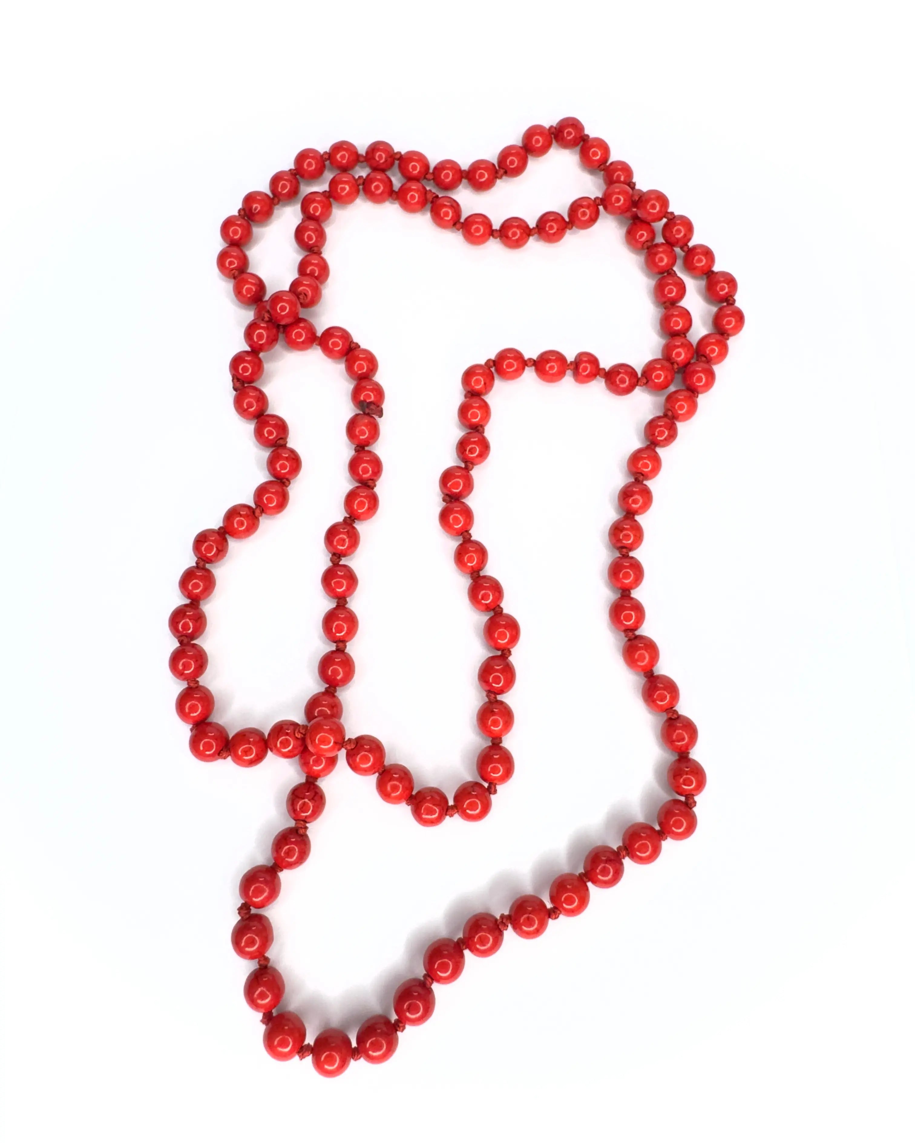 Collana lunga rossa in corallo bambù