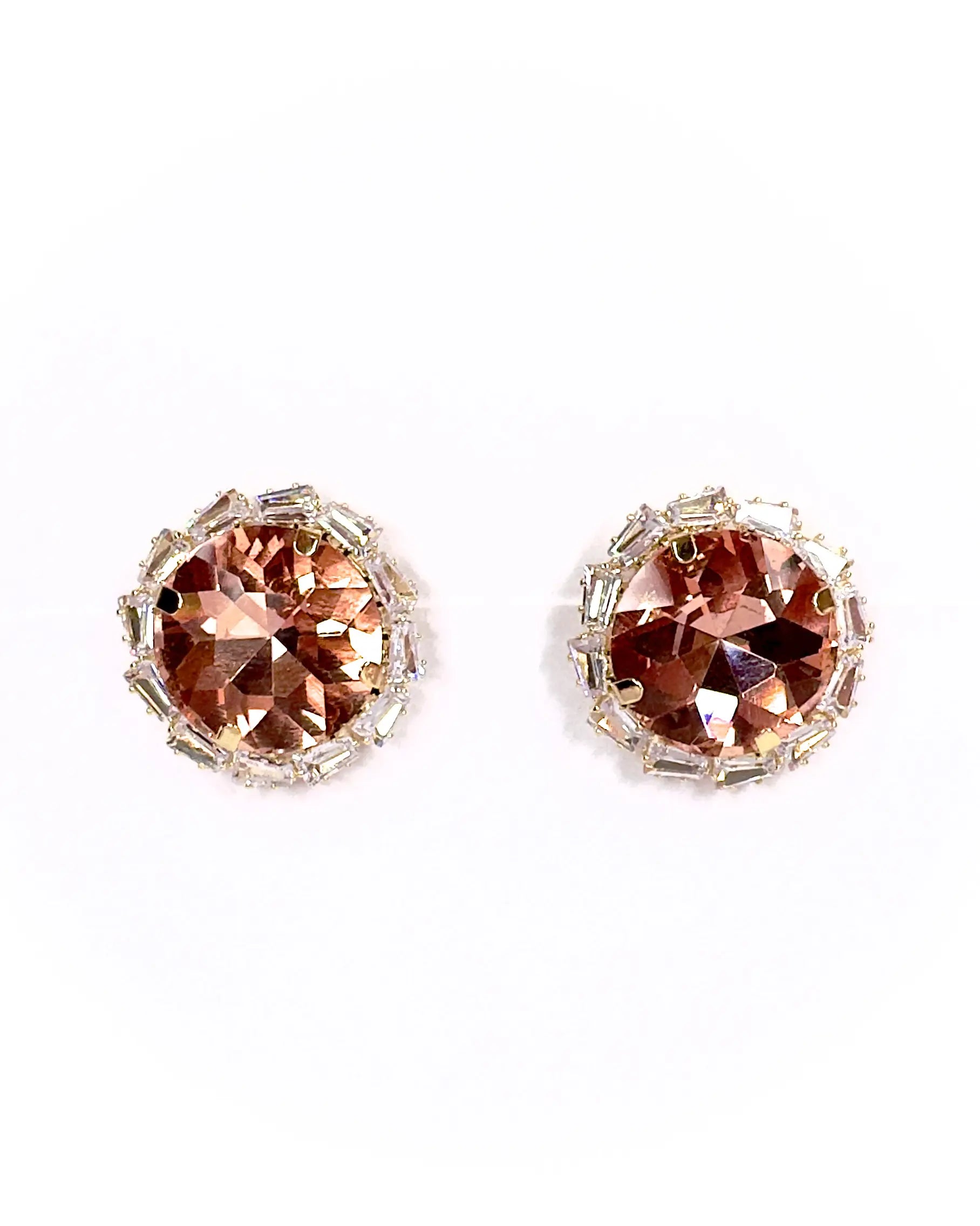 Orecchini pietra tonda e baguette strass