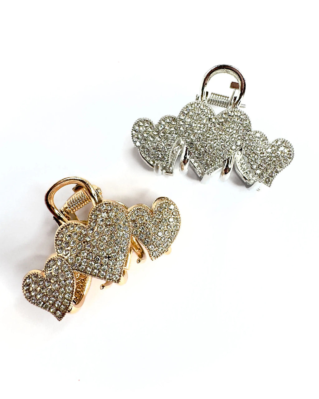 Pinza media cuori strass