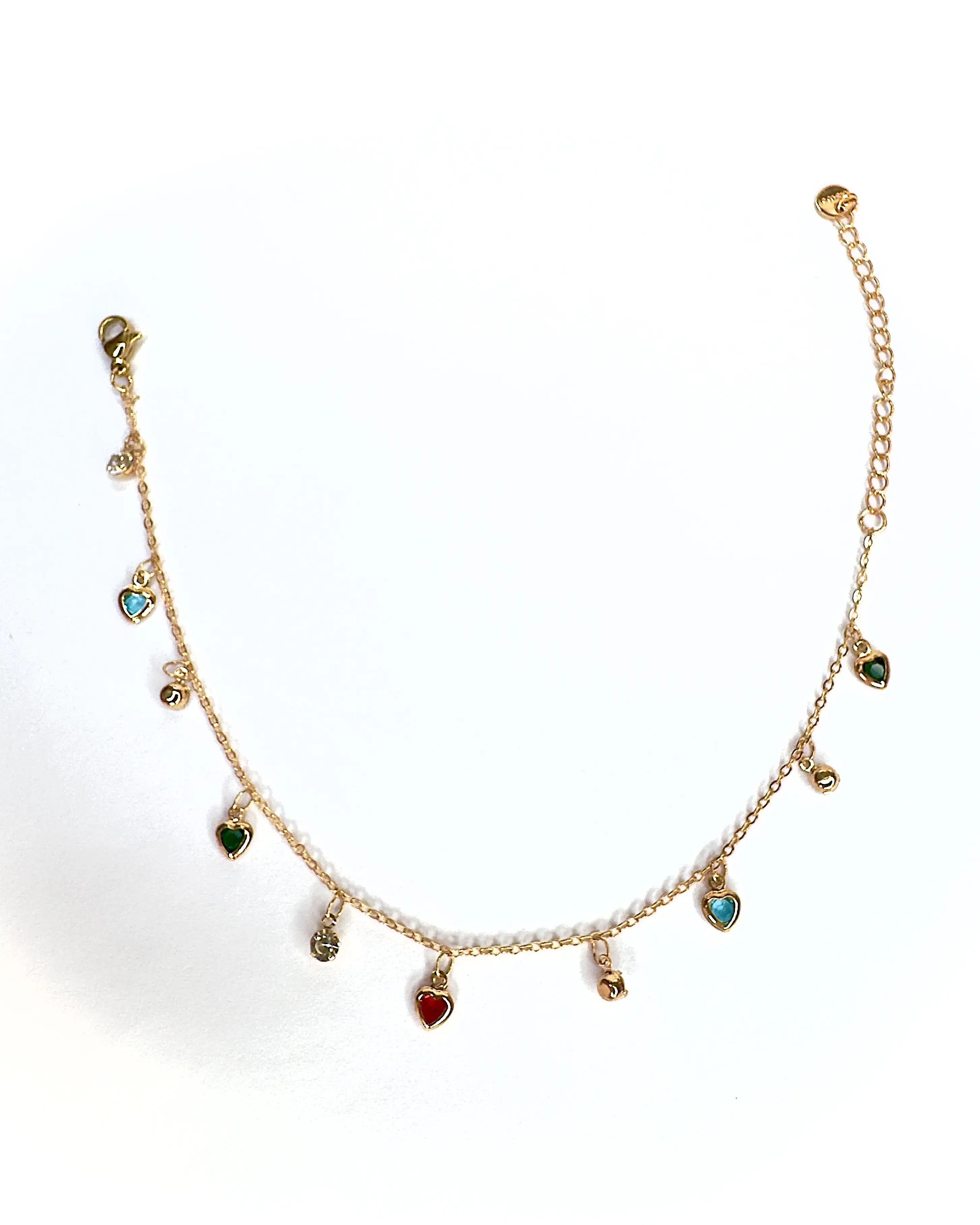Cavigliera charms cuoricini