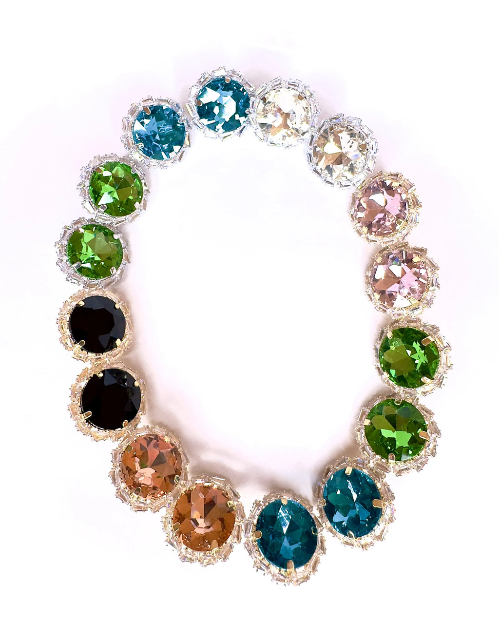 Orecchini pietra tonda e baguette strass