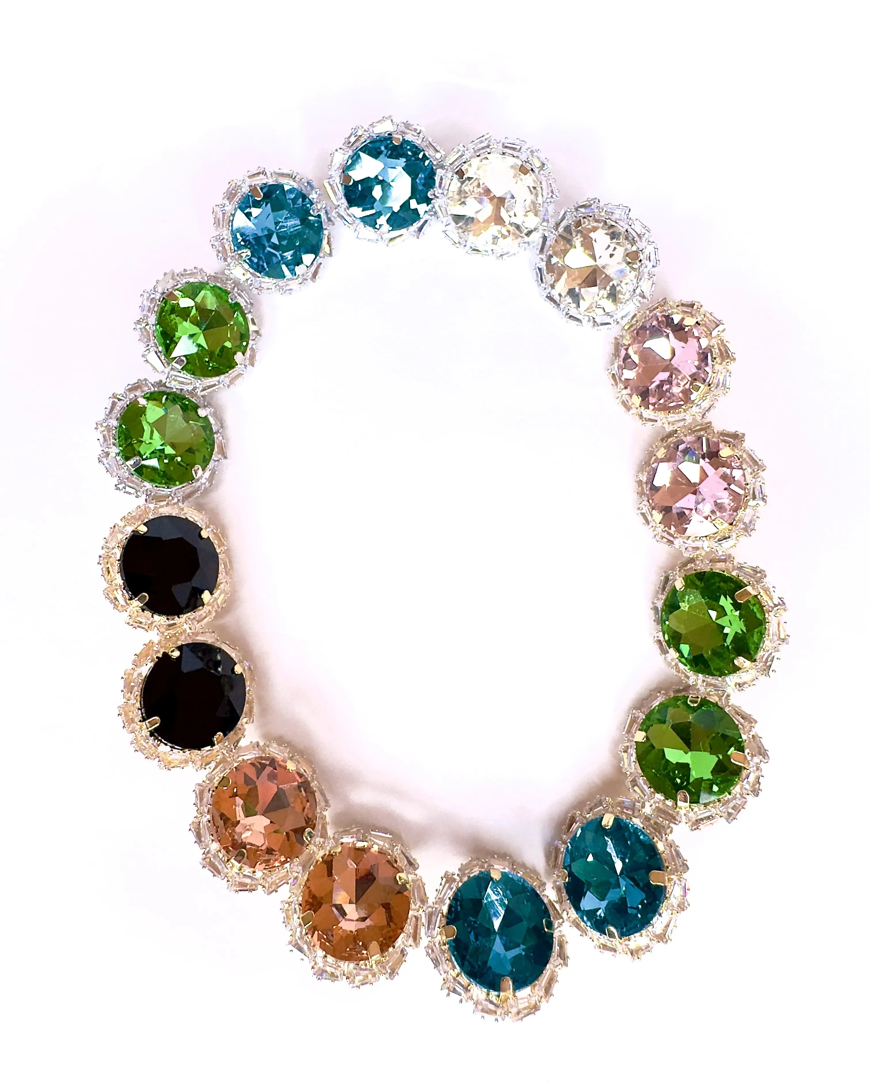 Orecchini pietra tonda e baguette strass