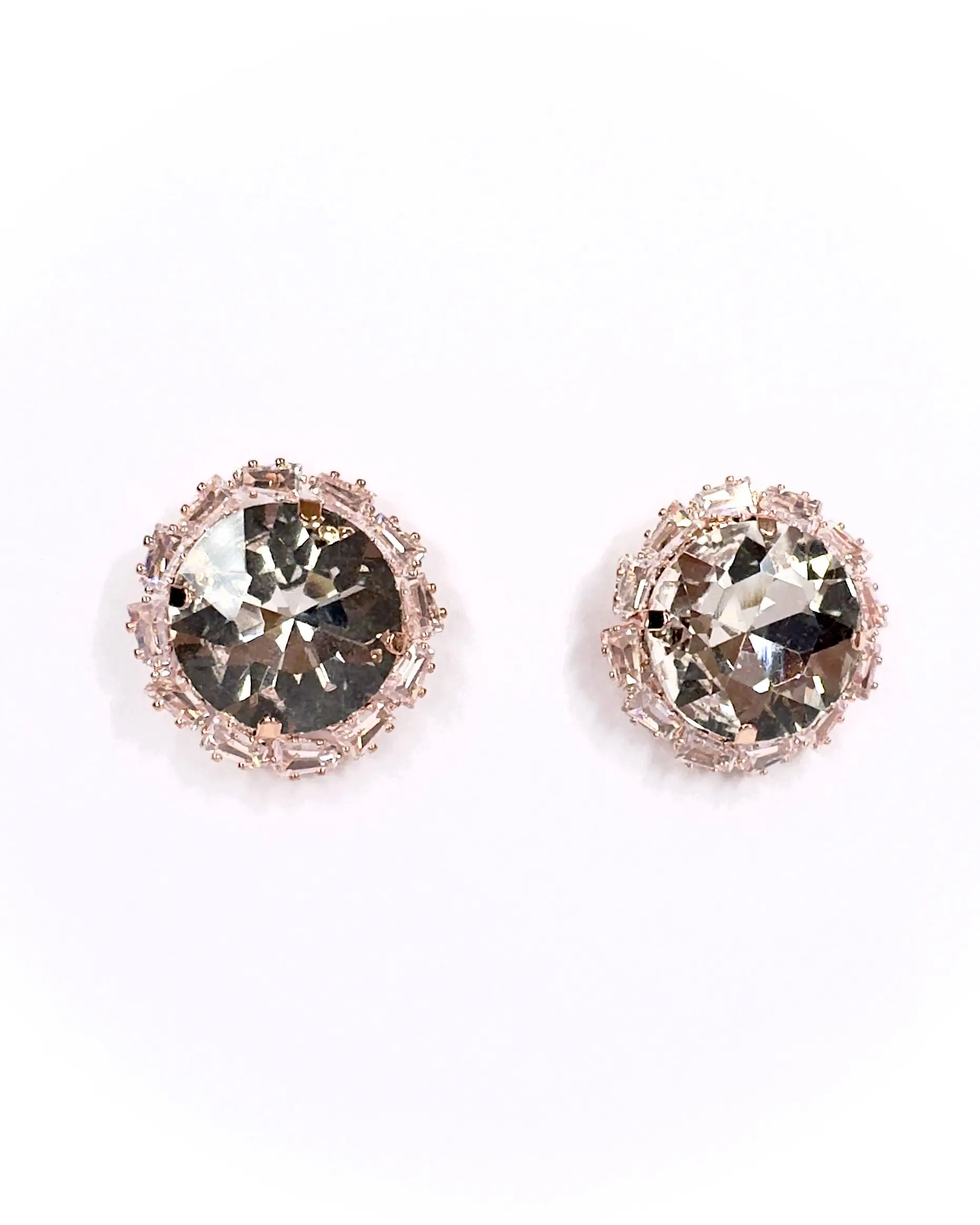 Orecchini pietra tonda e baguette strass
