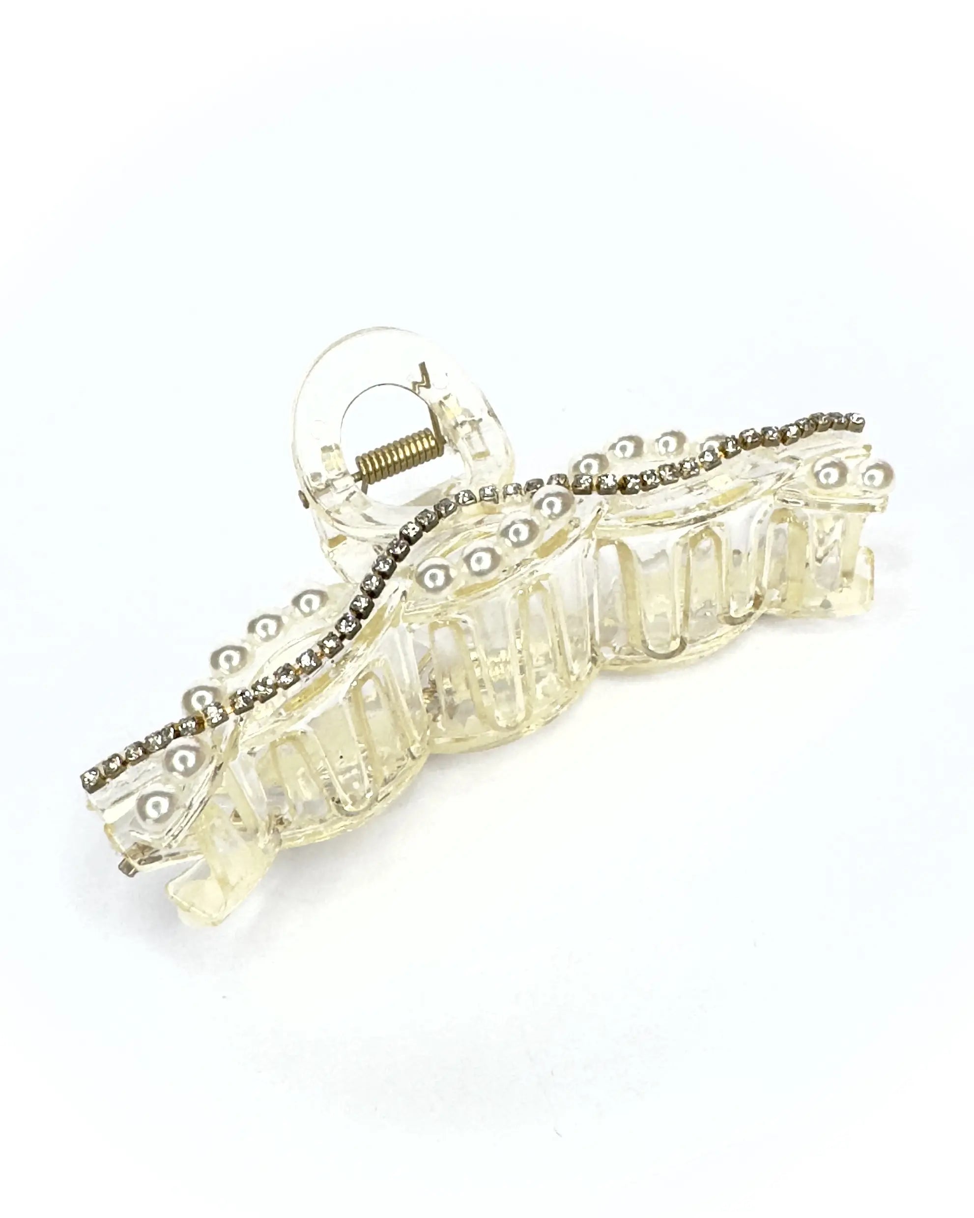 Pinza strass e perle onda