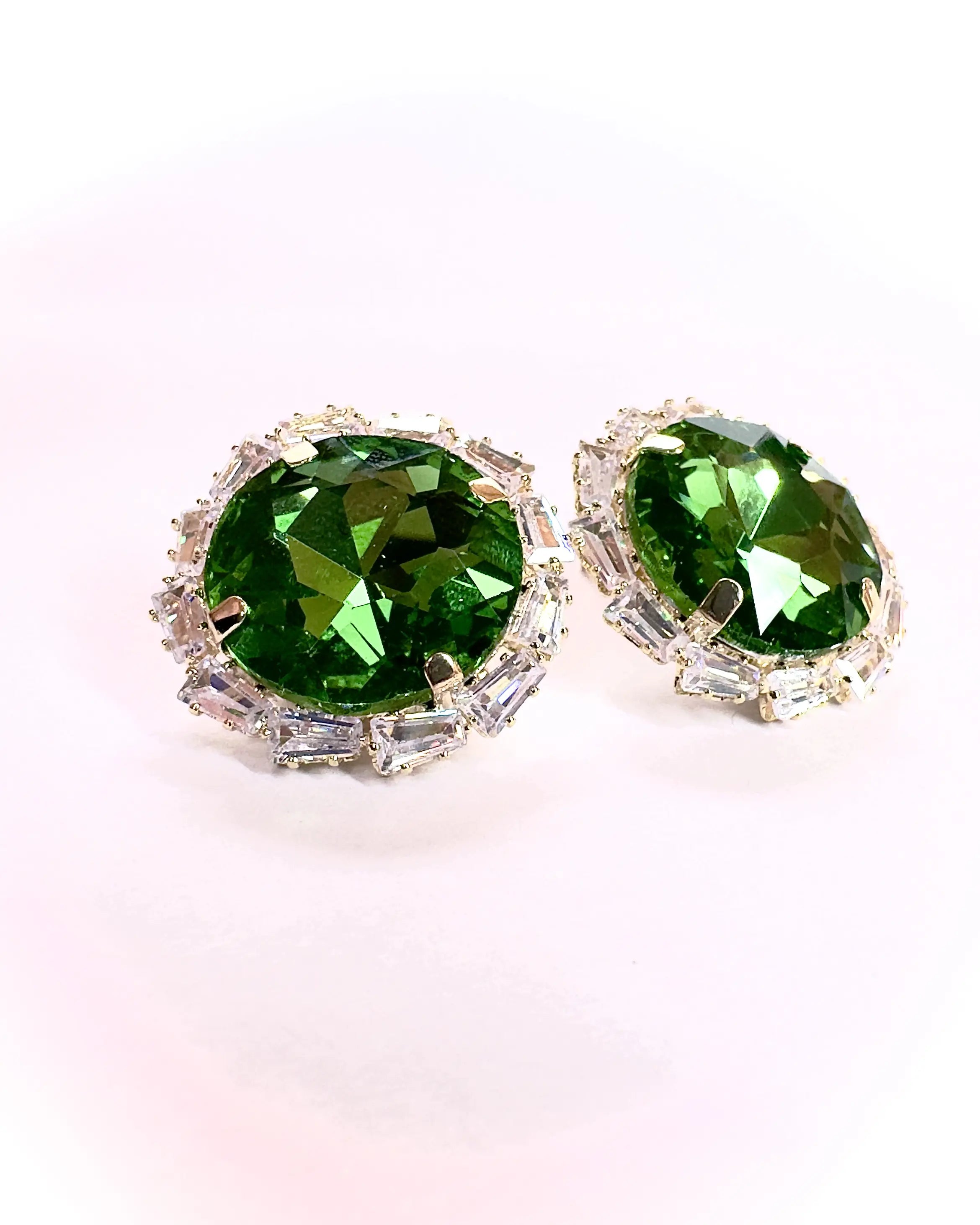 Orecchini pietra tonda e baguette strass