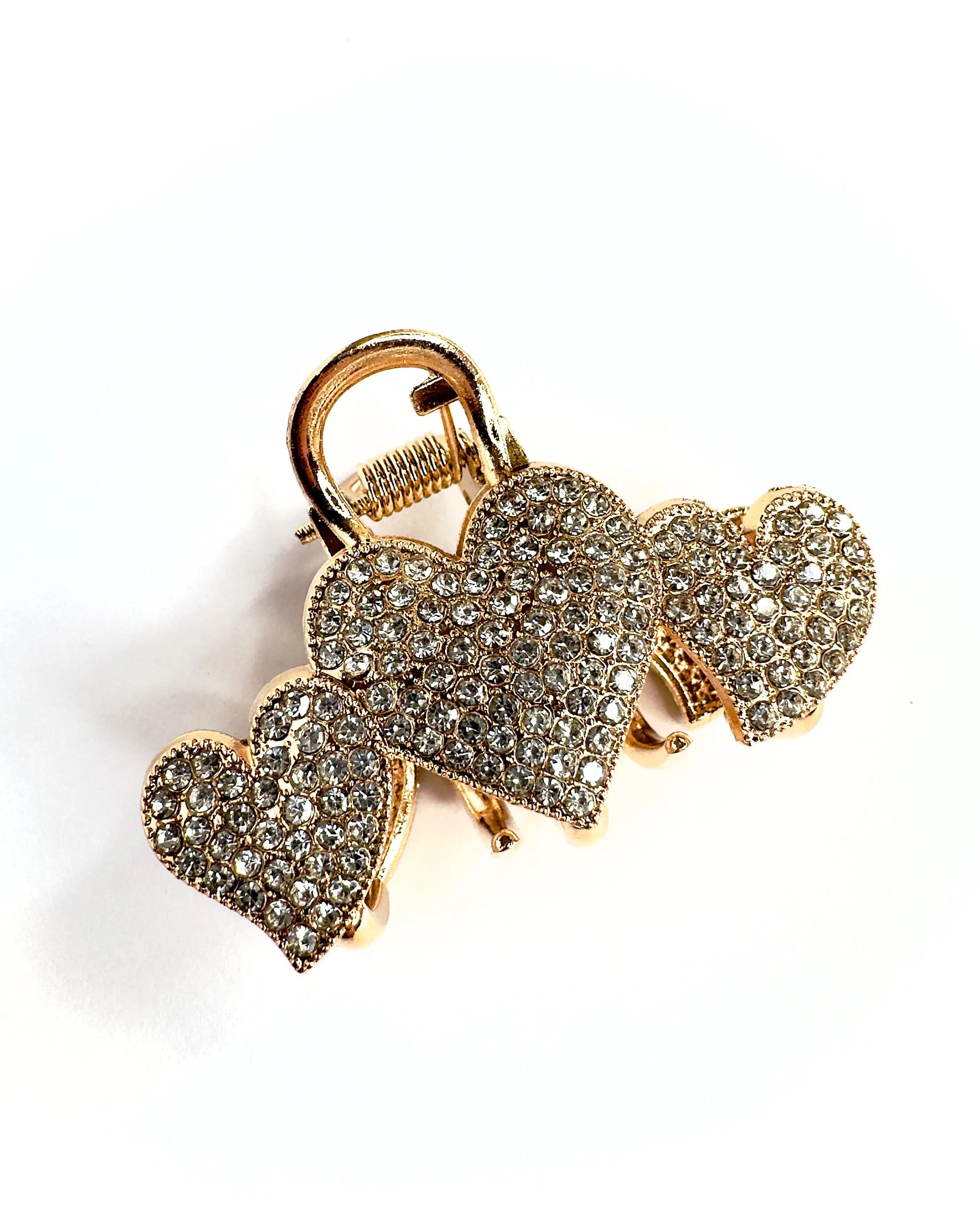 Pinza media cuori strass