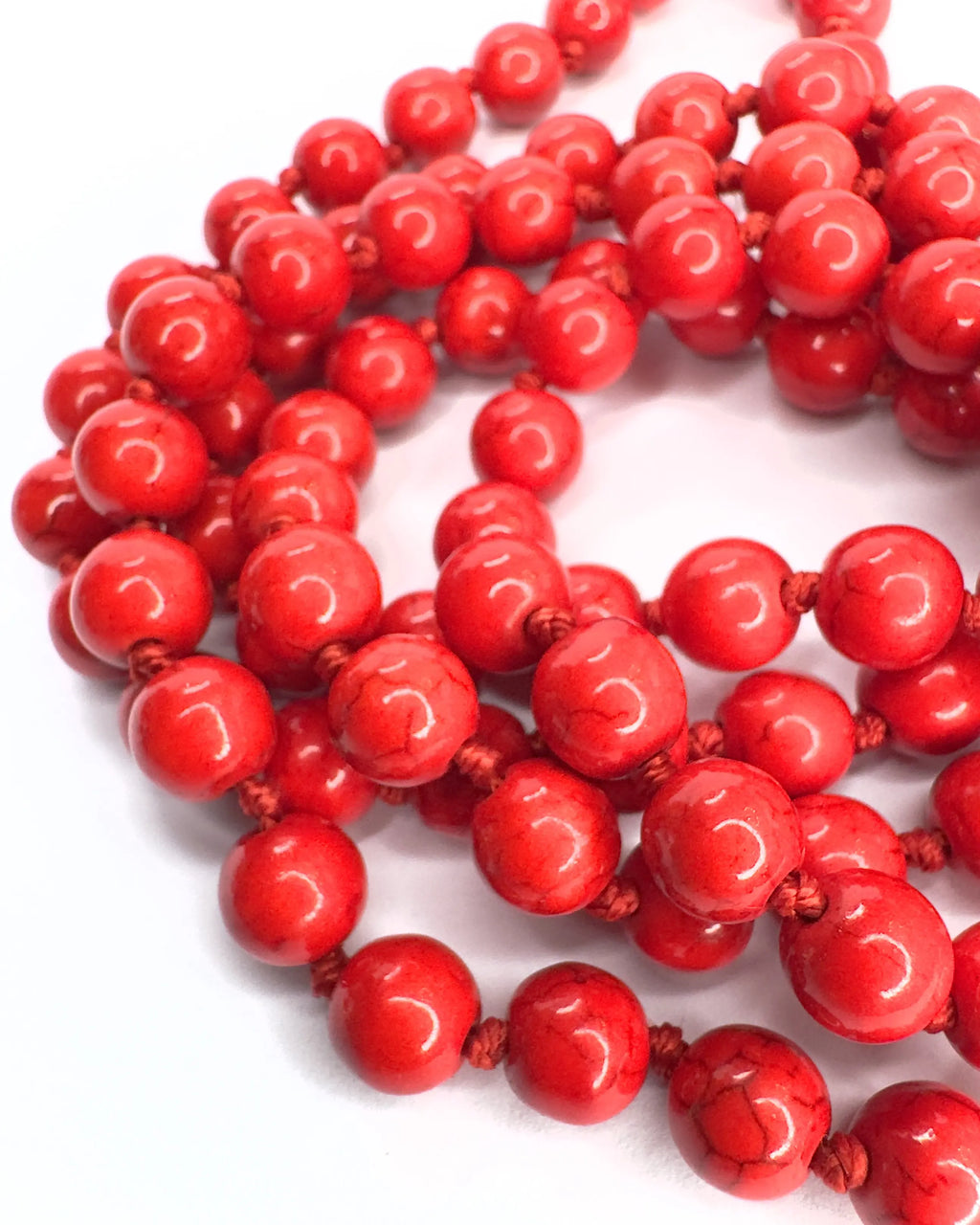 Collana lunga rossa in corallo bambù