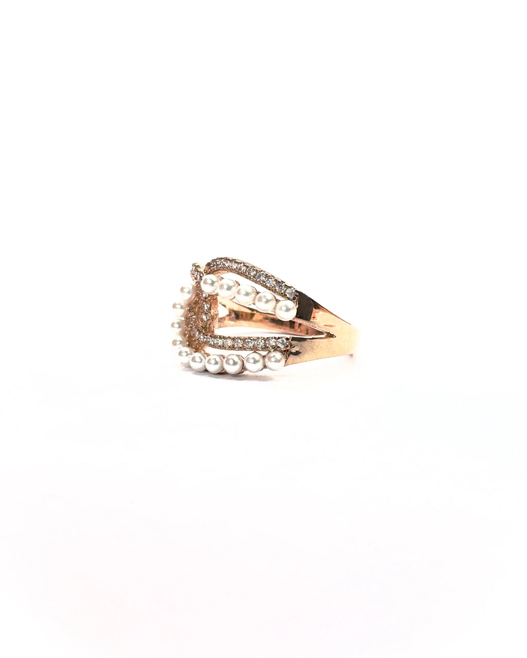 Anello perle e strass Rosé