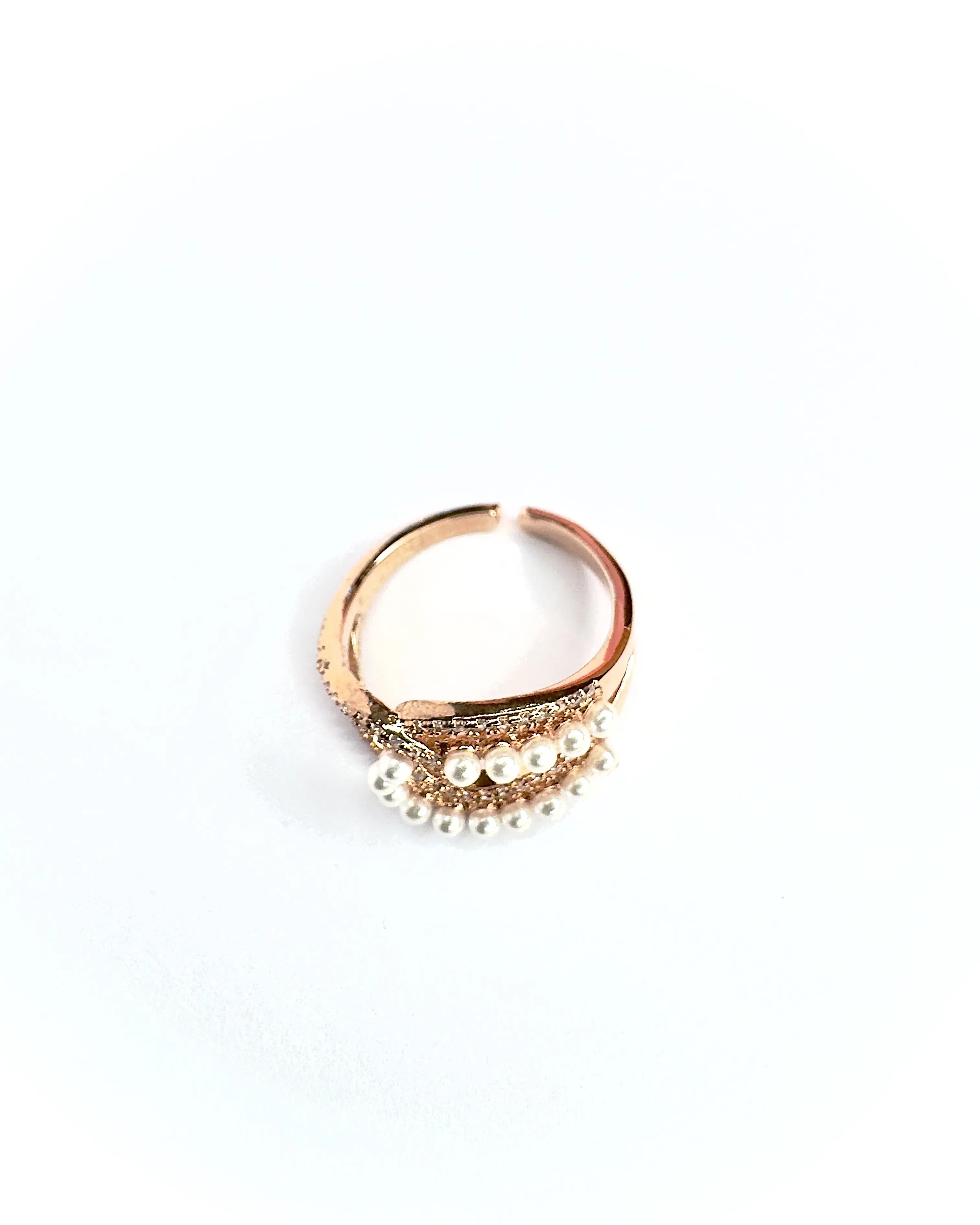 Anello perle e strass Rosé