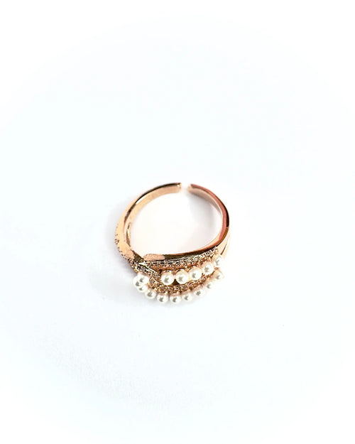 Anello perle e strass Rosé