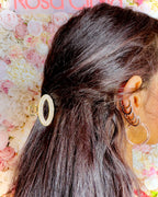 Pinza per capelli con strass media ovale