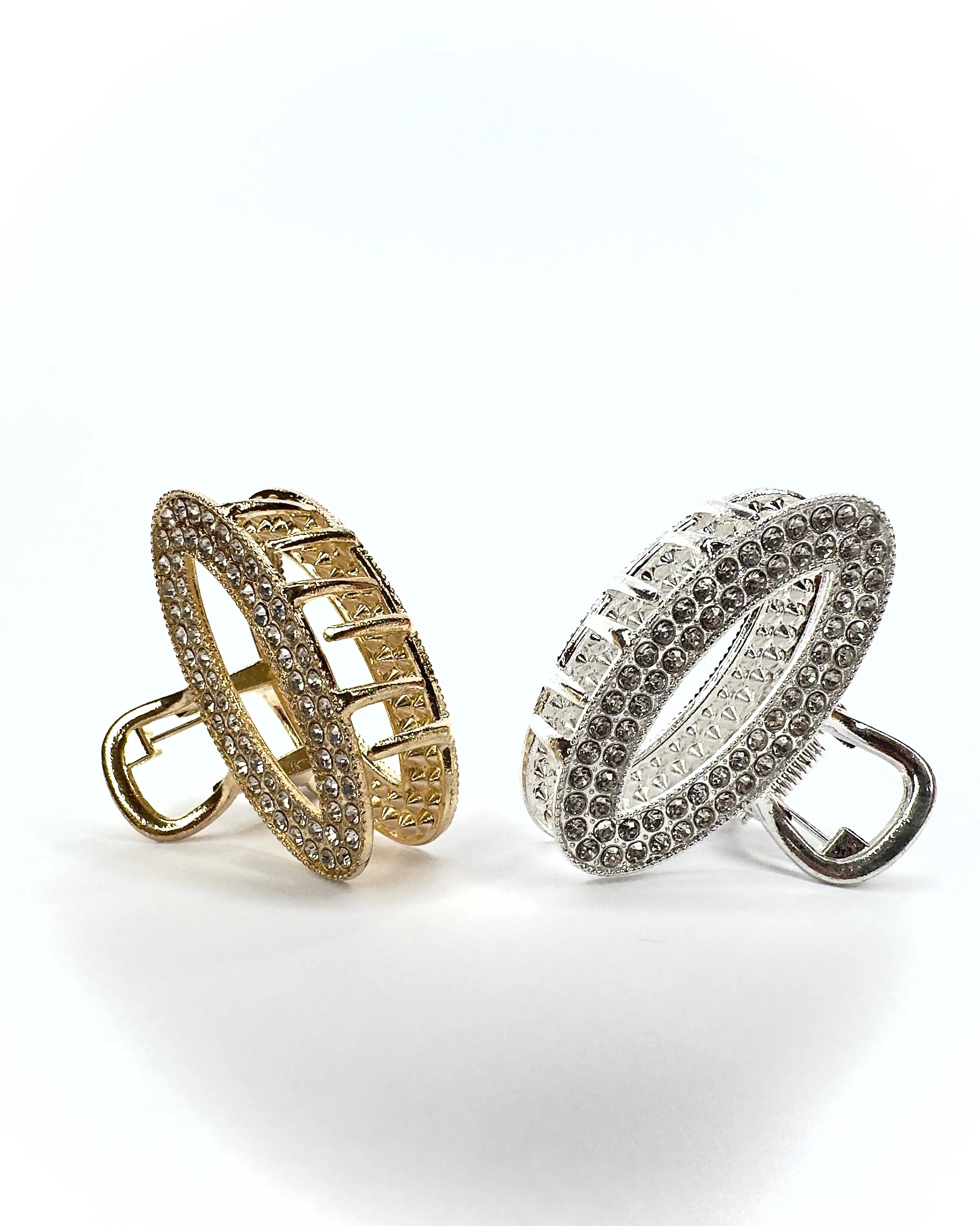 Pinza per capelli con strass media ovale