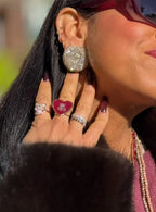 Anello vintage a cuore con orso