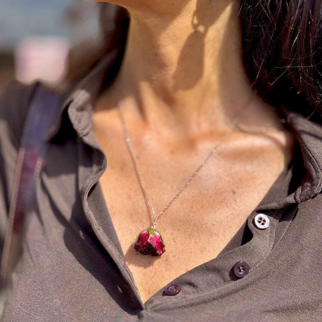 Collana rosa catena Amaranto Botanic