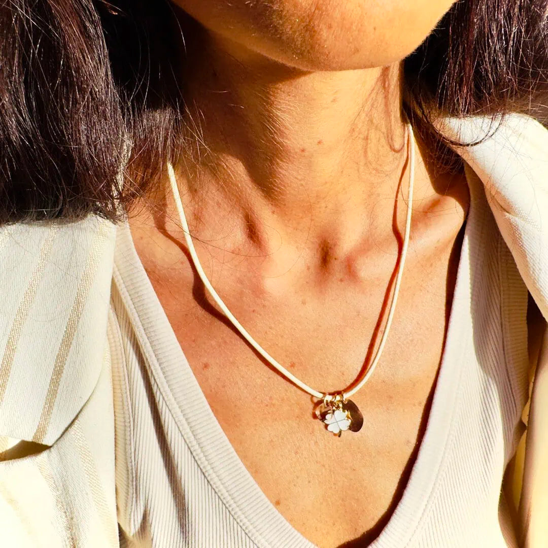 Collana con quadrifoglio cordino Serendipity